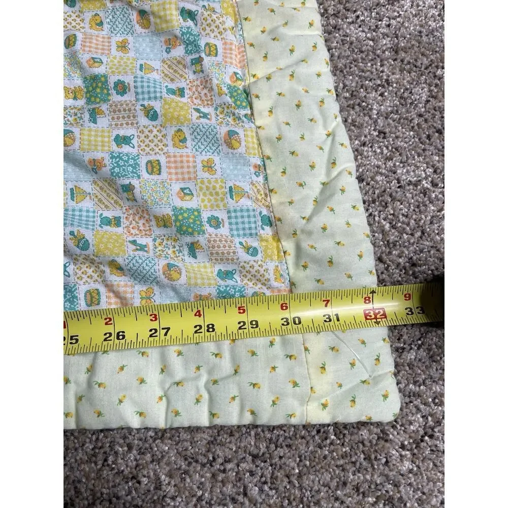 Vintage Corduroy Teddy Bear Balloons Baby Quilt Blanket Nursery Pastel 37 X 32in